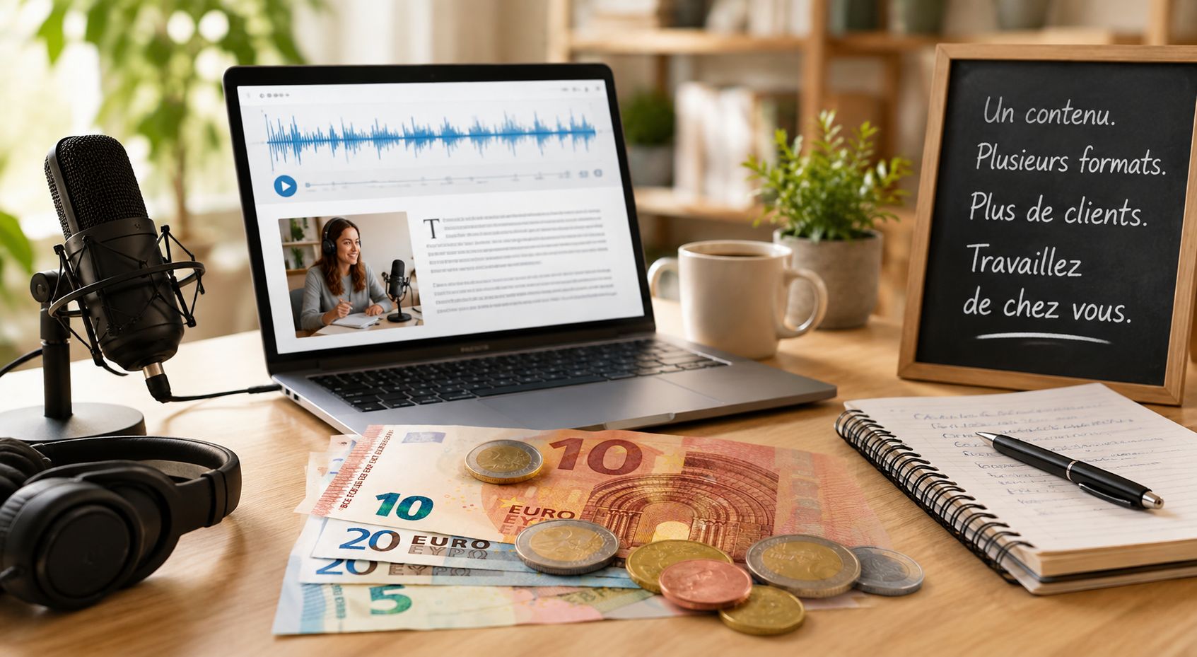 Schema du flux de travail : source audio et texte vers livrables éditoriaux